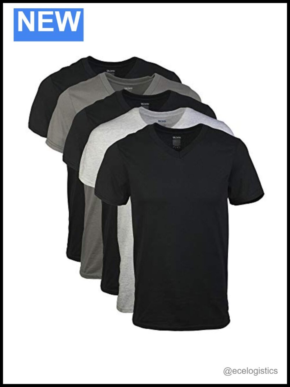V-Neck T-Shirts Multipack Soft Cotton Breathable Moisture Wicking Tag-Free